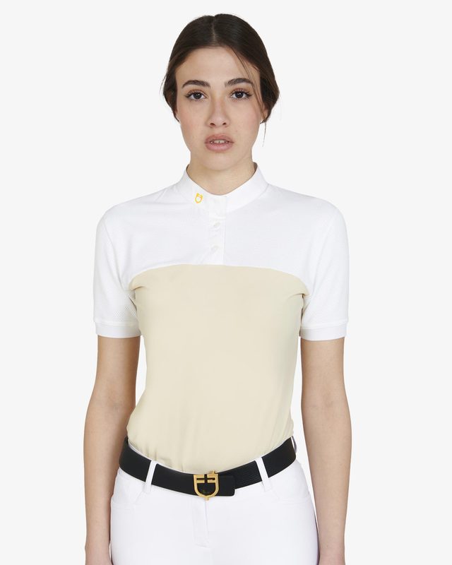 Polo donna slim fit tessuto tecnico e mesh