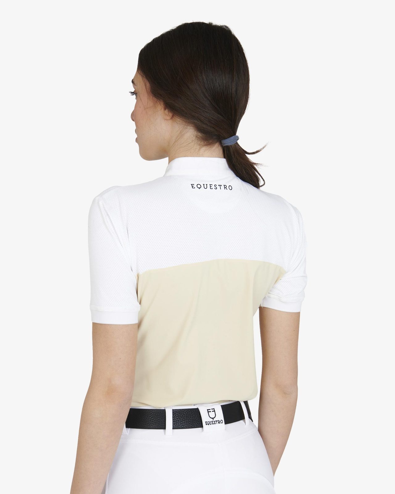 Polo donna slim fit tessuto tecnico e mesh