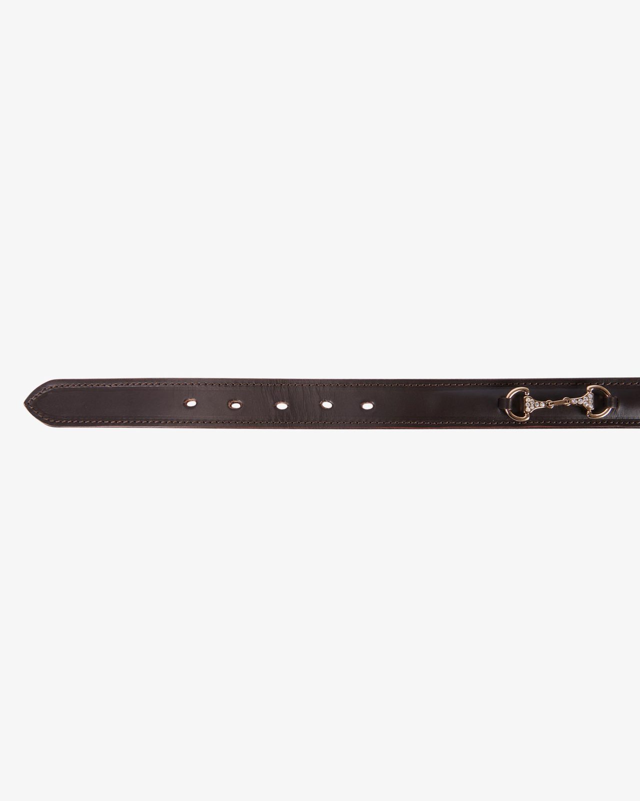 Leather belt with snaffle bits and rhinestones