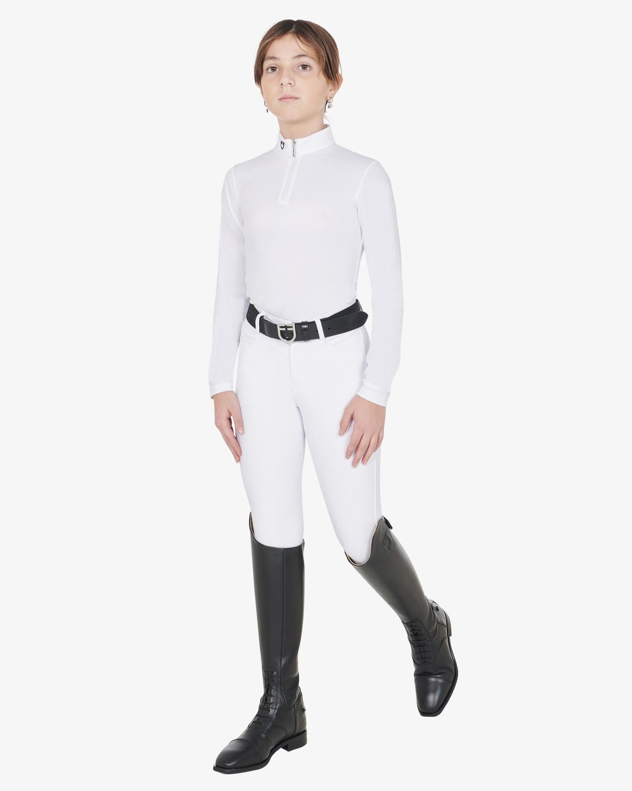 Polo bambina da concorso slim fit anti raggi UV