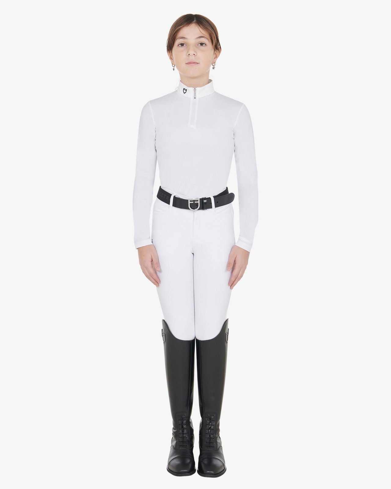 Polo bambina da concorso slim fit anti raggi UV