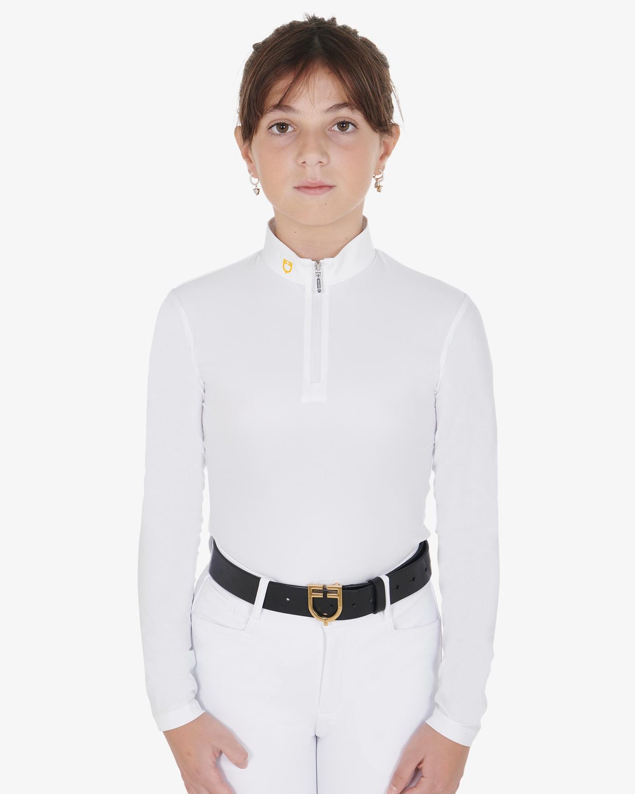 Girl's slim fit polo shirt in technical fleece fabric
