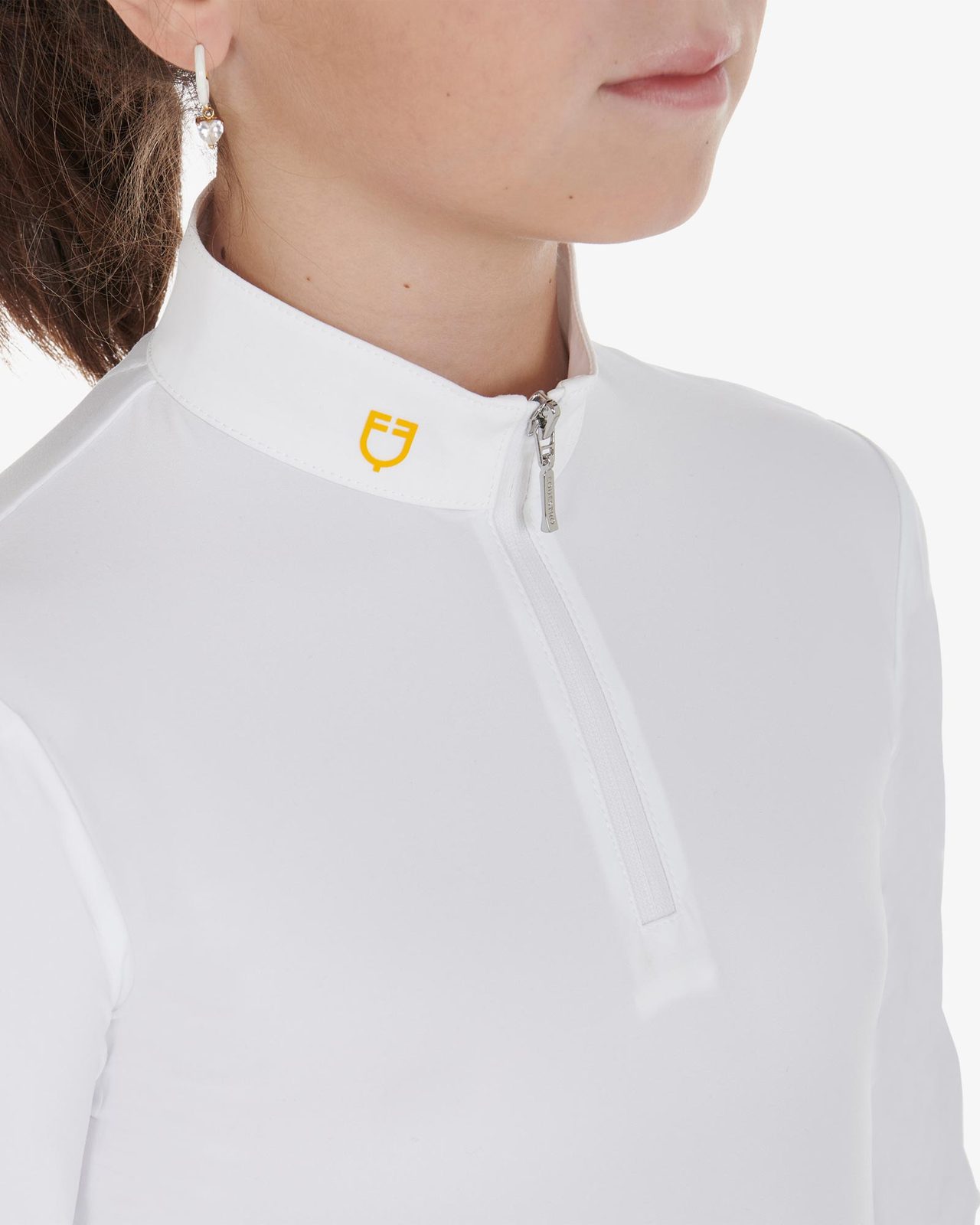 Girl's slim fit polo shirt in technical fleece fabric