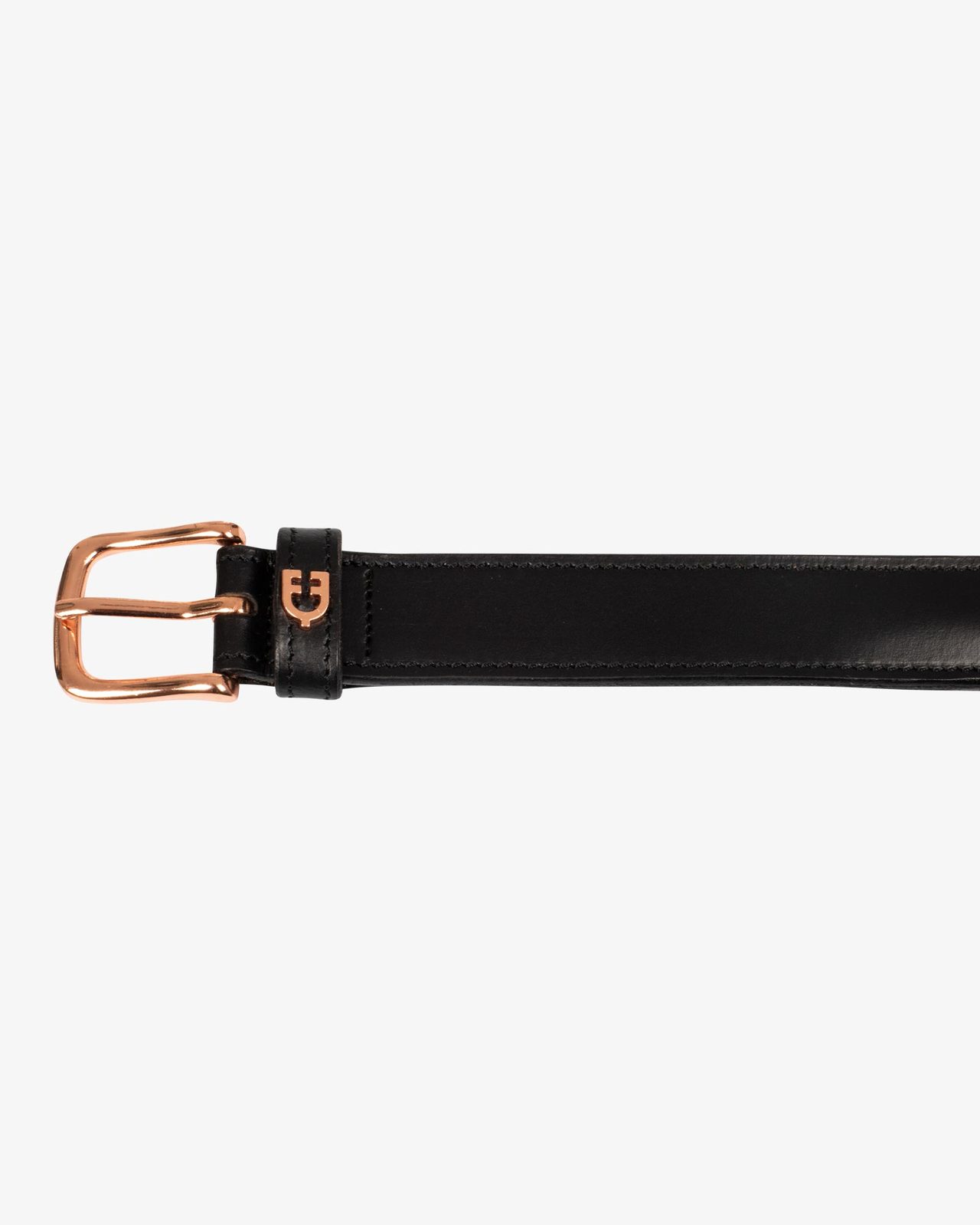 English belt with rose gold snaffle bits