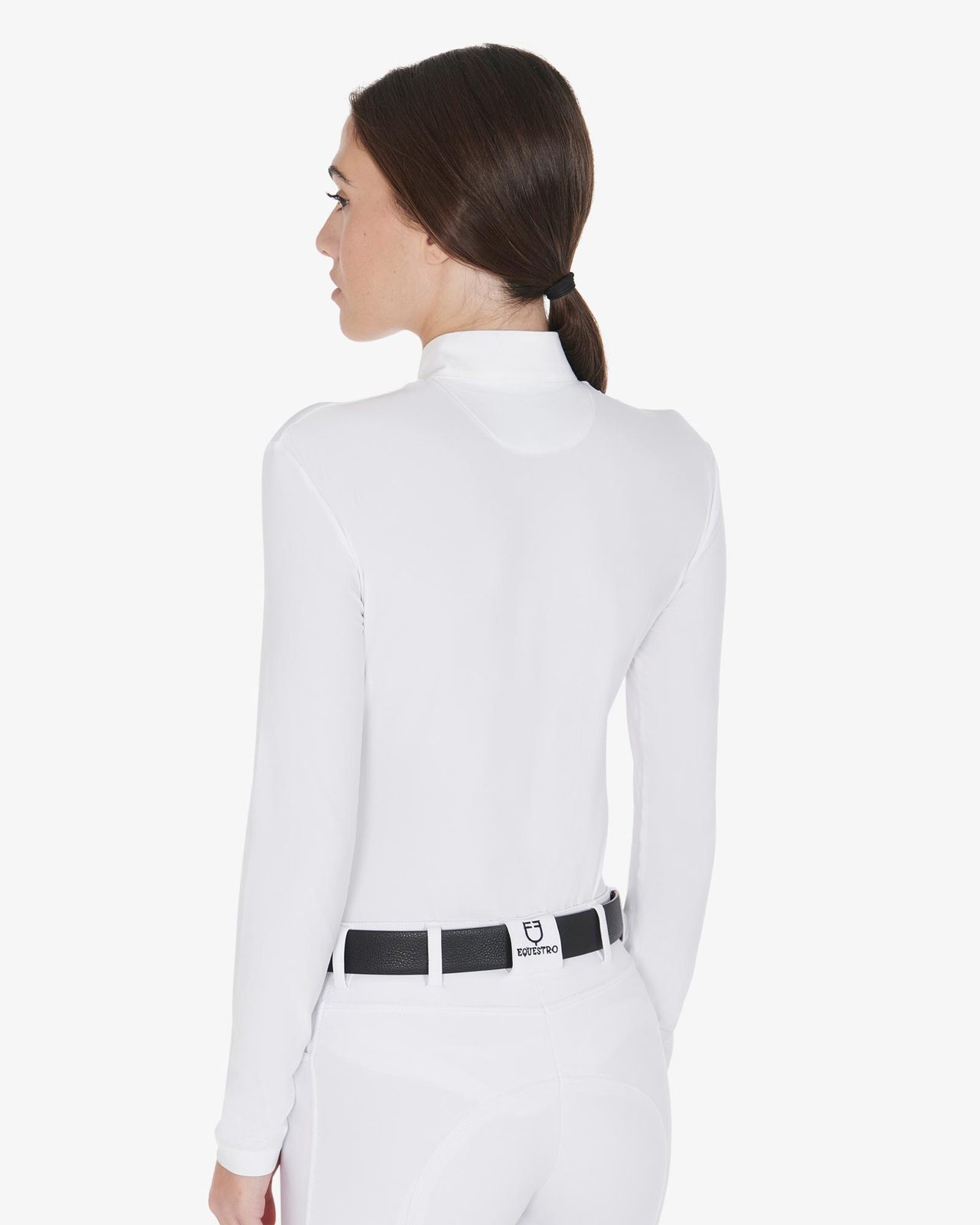 Polo donna manica lunga in tessuto tecnico felpato