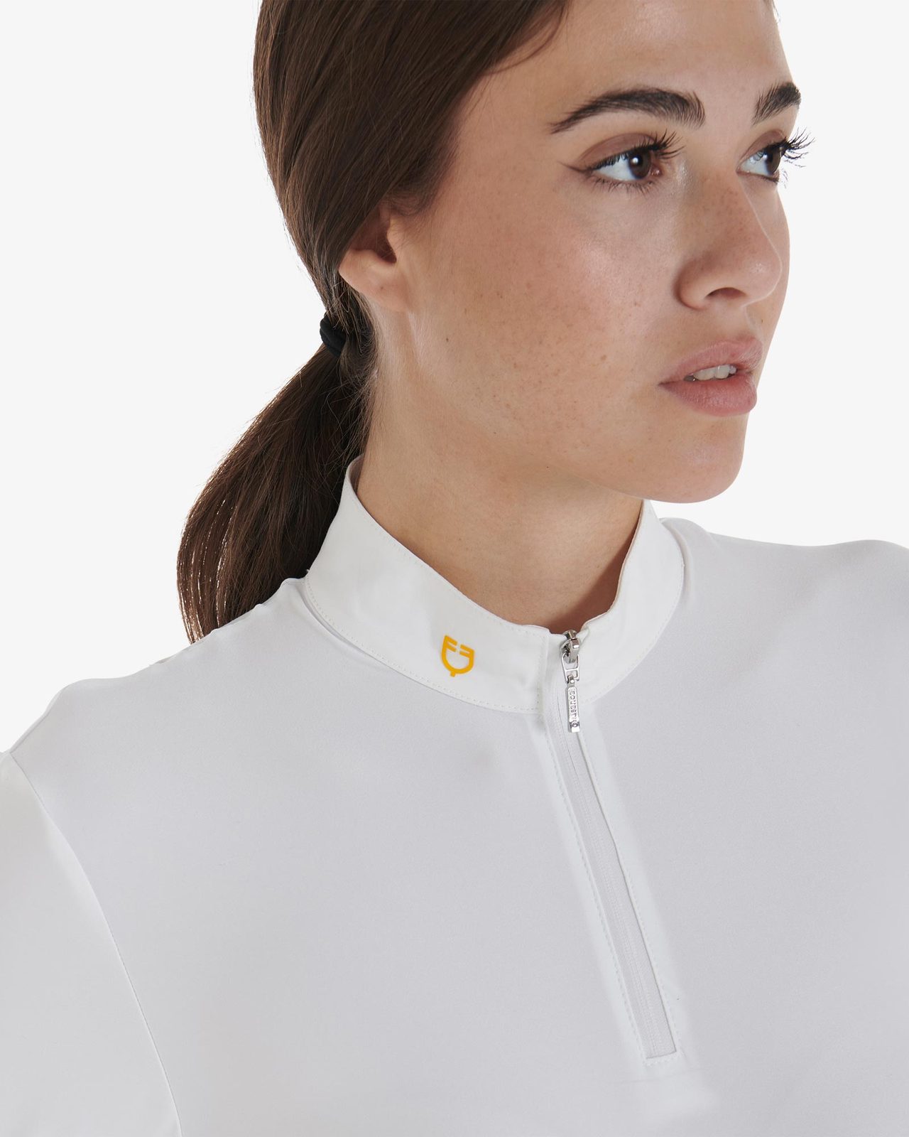 Polo donna manica lunga in tessuto tecnico felpato