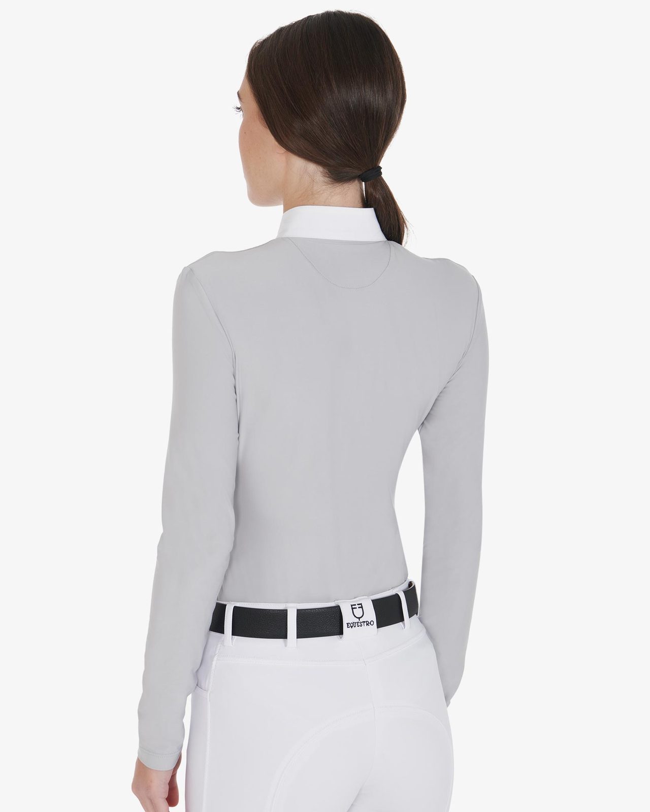 Polo donna manica lunga in tessuto tecnico felpato