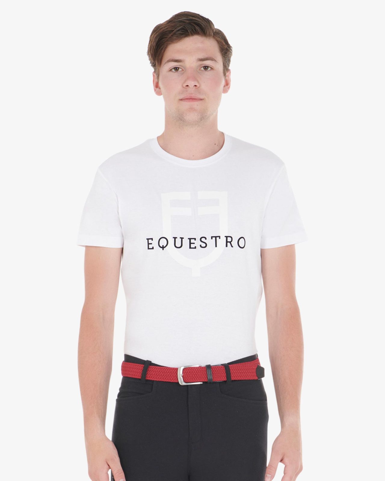 Elasticized belt crossed pattern