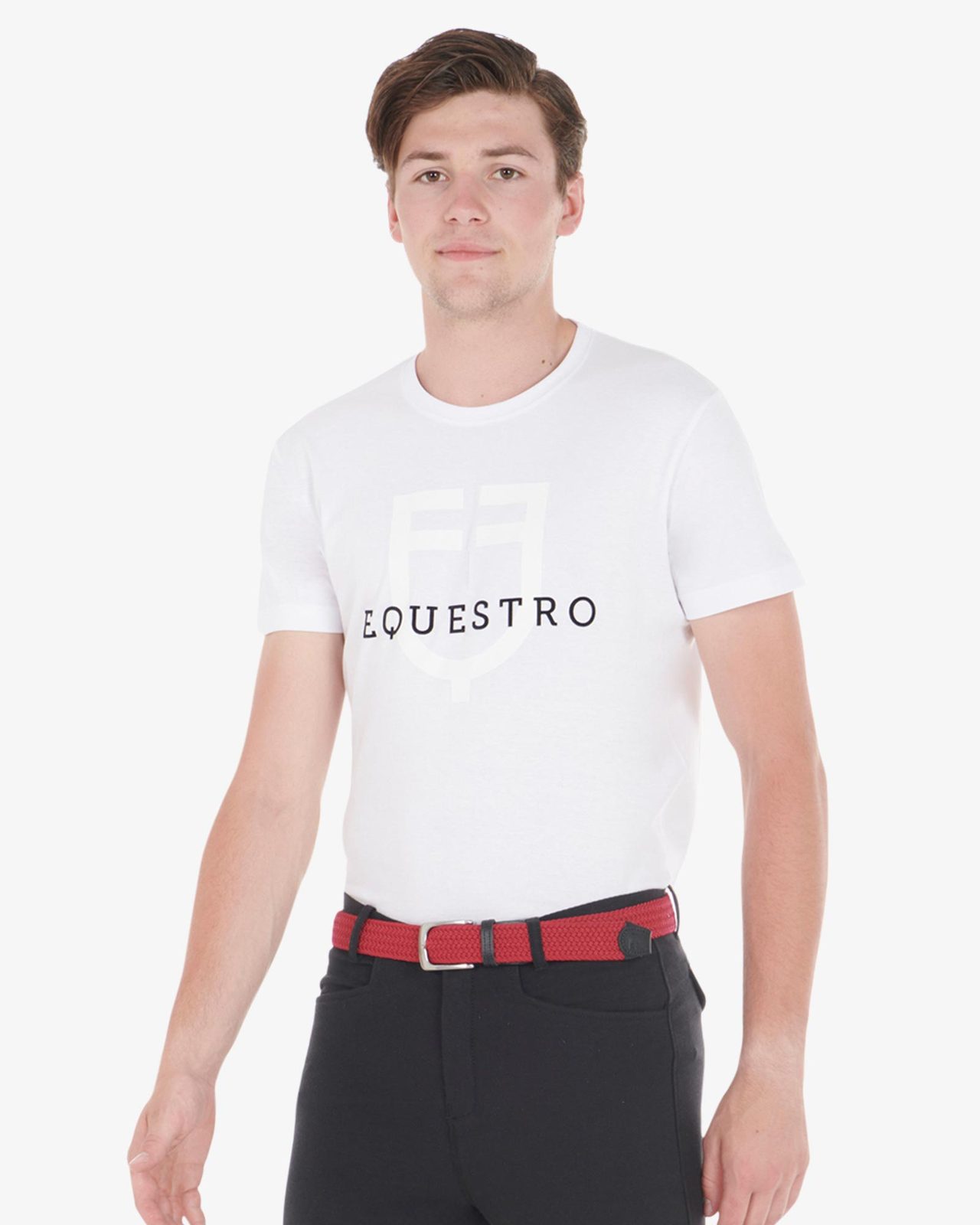 Elasticized belt crossed pattern