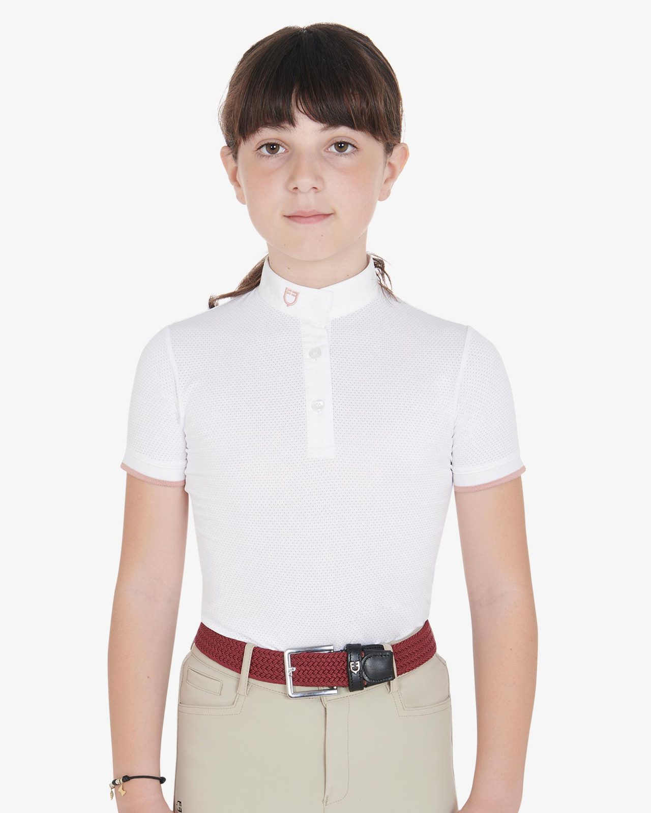Elasticized kids belt crossed pattern