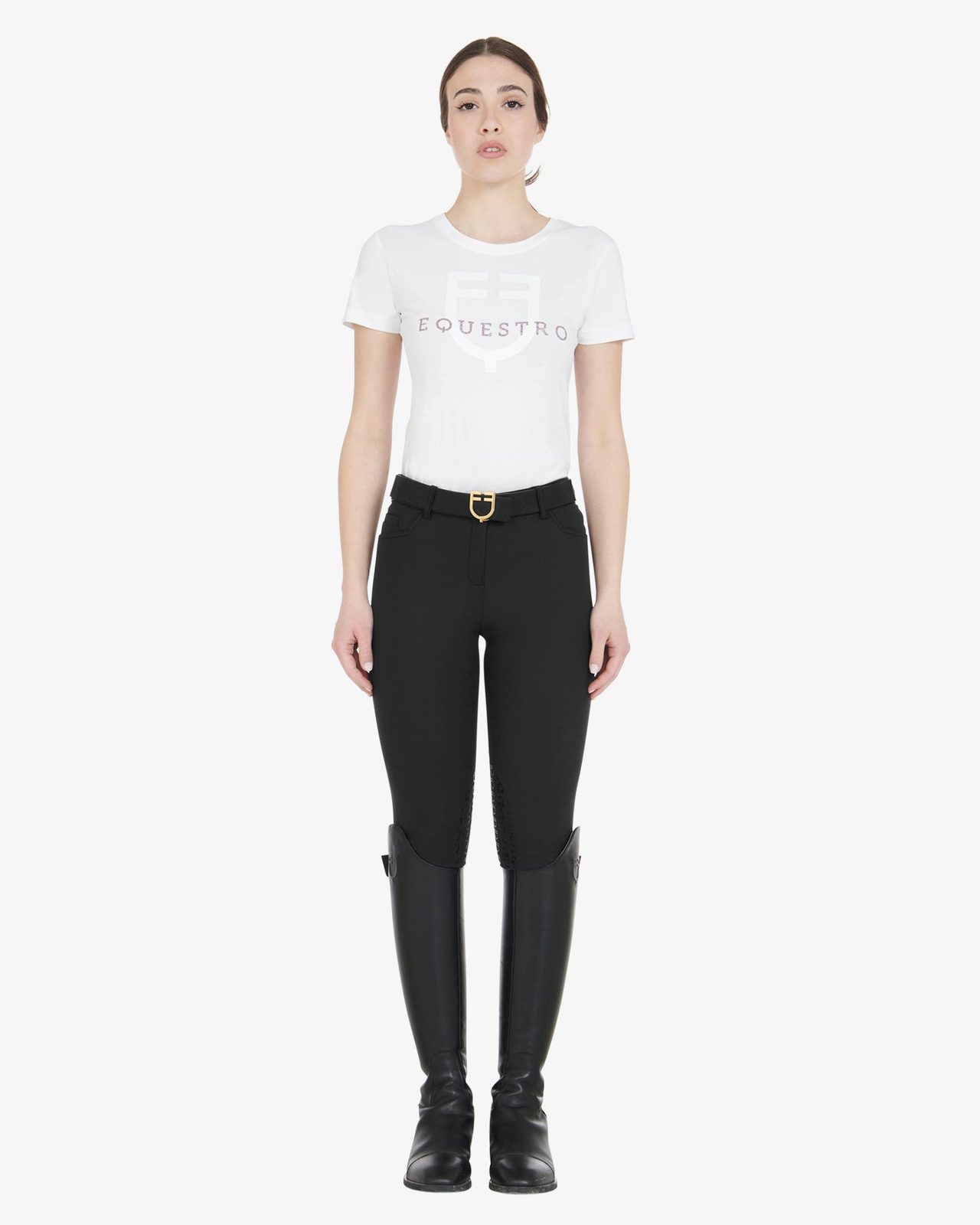 Pantaloni donna slim fit grip con logo Equestro