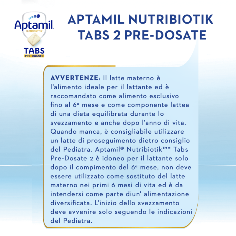 Aptamil Nutribiotik Tabs 2 Latte In Polvere di Partenza 21 Bustine