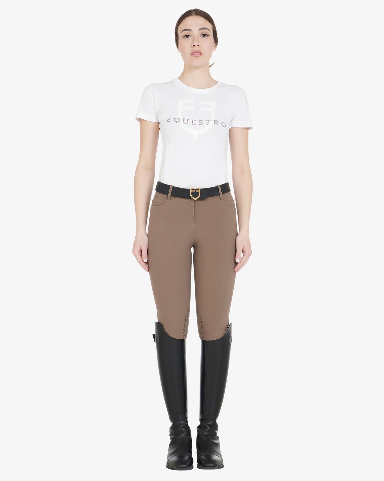 Pantaloni donna slim fit grip con logo Equestro