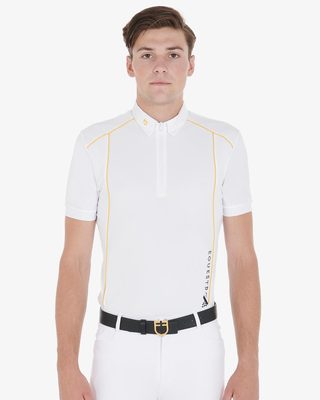 Polo uomo slim fit tessuto tecnico con piping