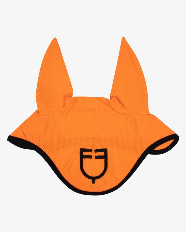 Perforated fabric fly veil with logo