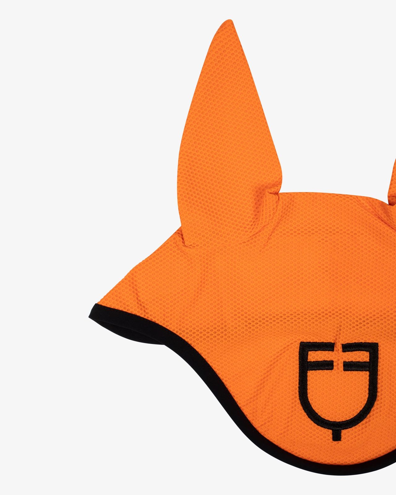 Perforated fabric fly veil with logo