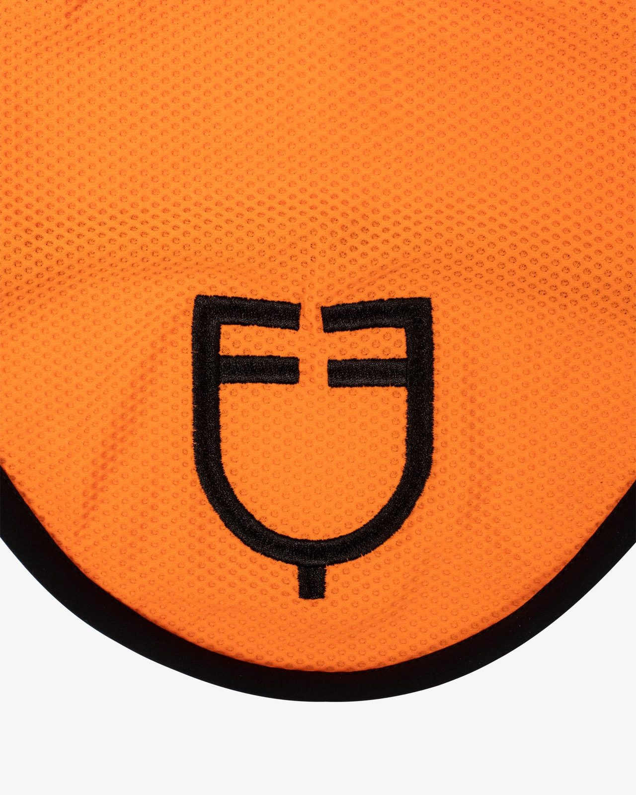 Perforated fabric fly veil with logo