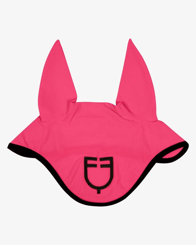 Perforated fabric fly veil with logo