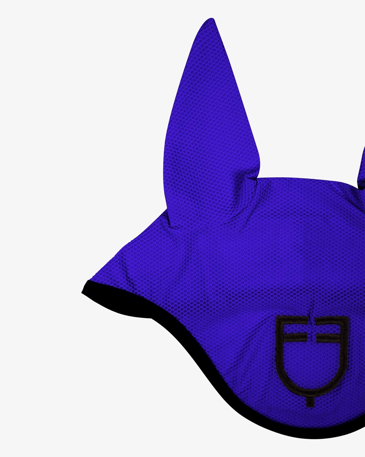 Perforated fabric fly veil with logo