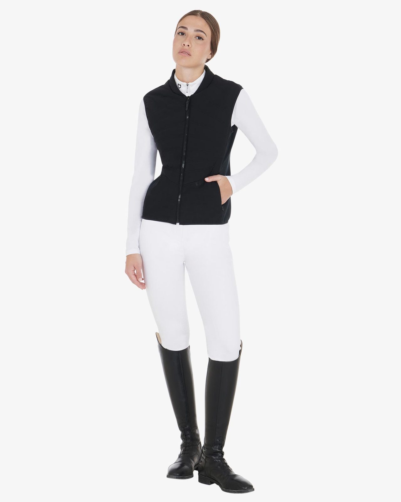 Smanicato donna slim fit in tessuto tecnico