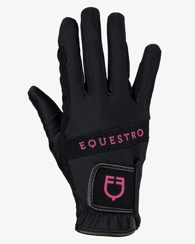Guanti in tessuto tecnico con logo multicolor