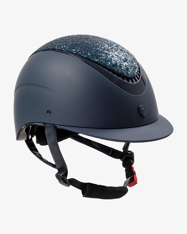 Cap visiera stretta con brillantini omologazione EN 1384-2023