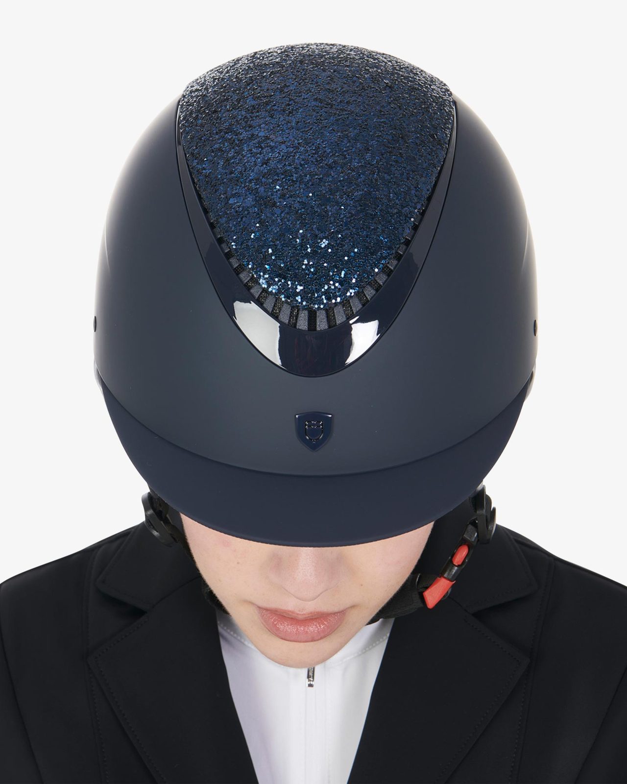 Narrow visor helmet with rhinestones EN 1384-2023 homologation