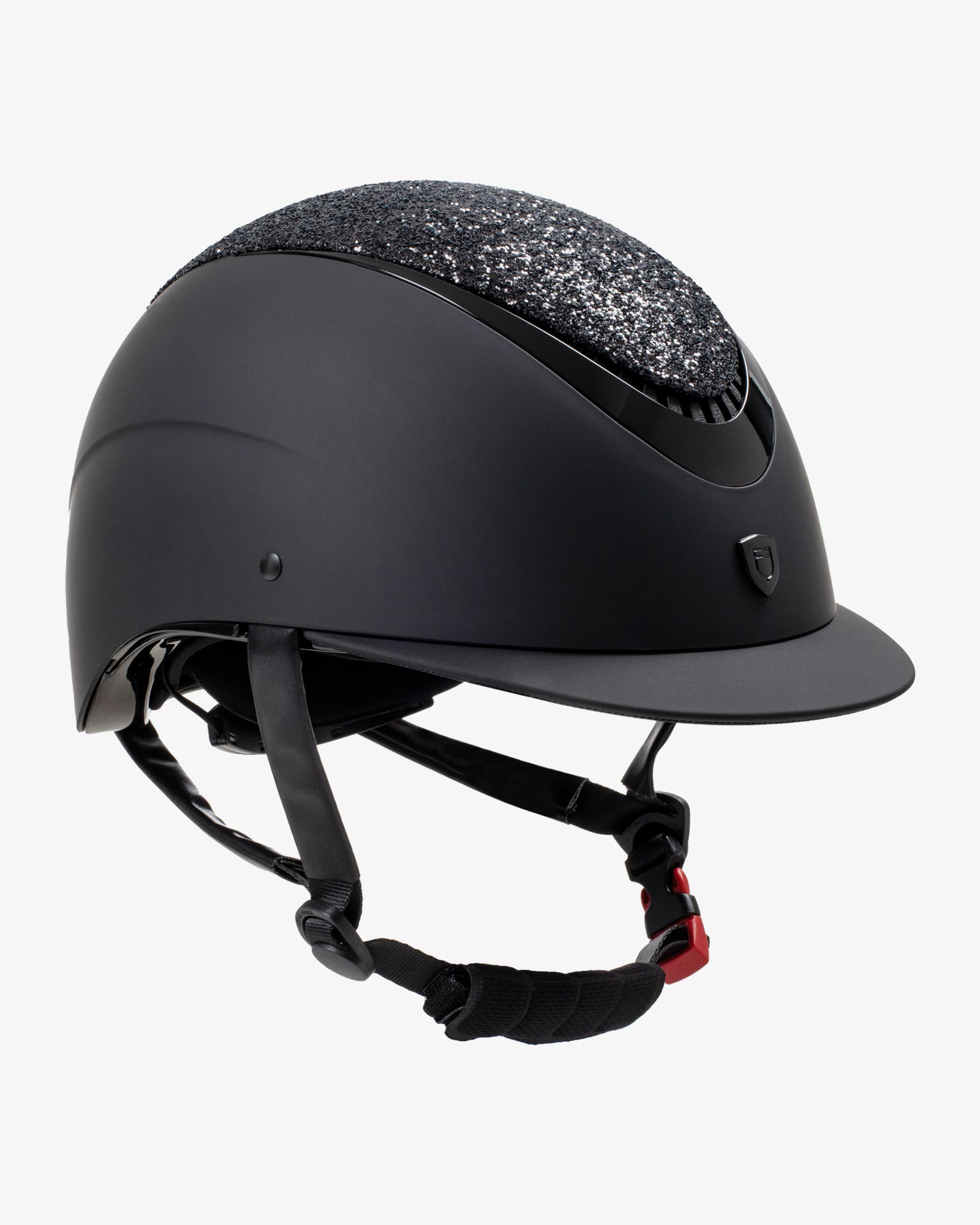 Cap visiera stretta con brillantini omologazione EN 1384-2023
