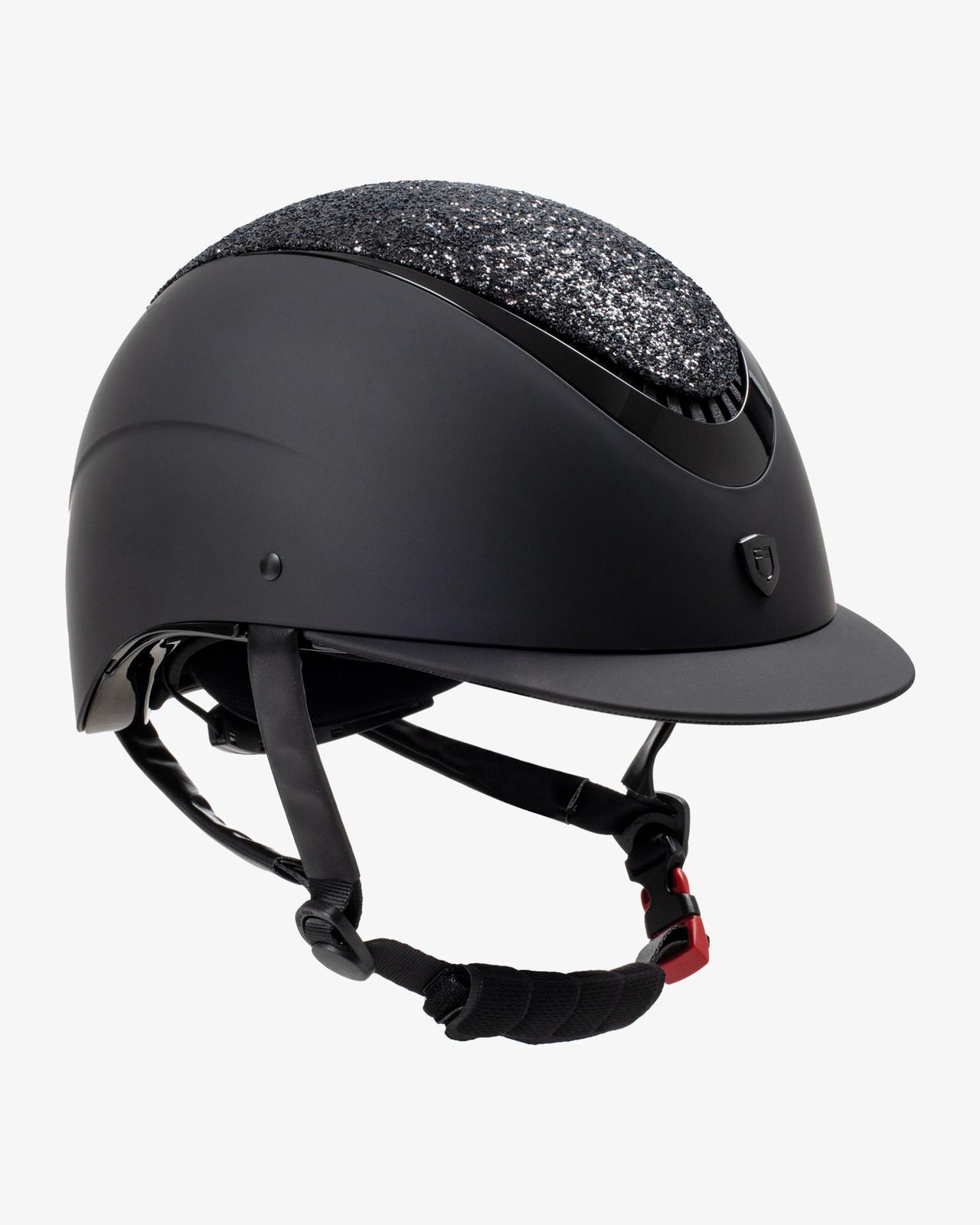 Cap visiera stretta con brillantini omologazione EN 1384-2023