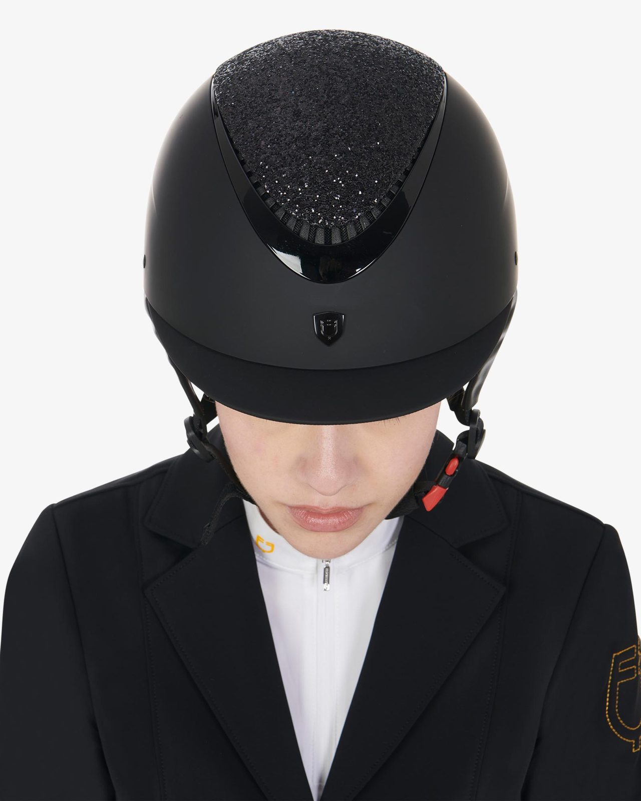 Cap visiera stretta con brillantini omologazione EN 1384-2023