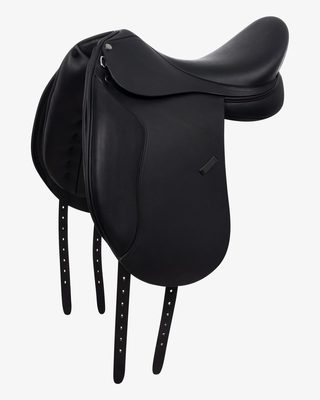 Dressage saddle with long blocks