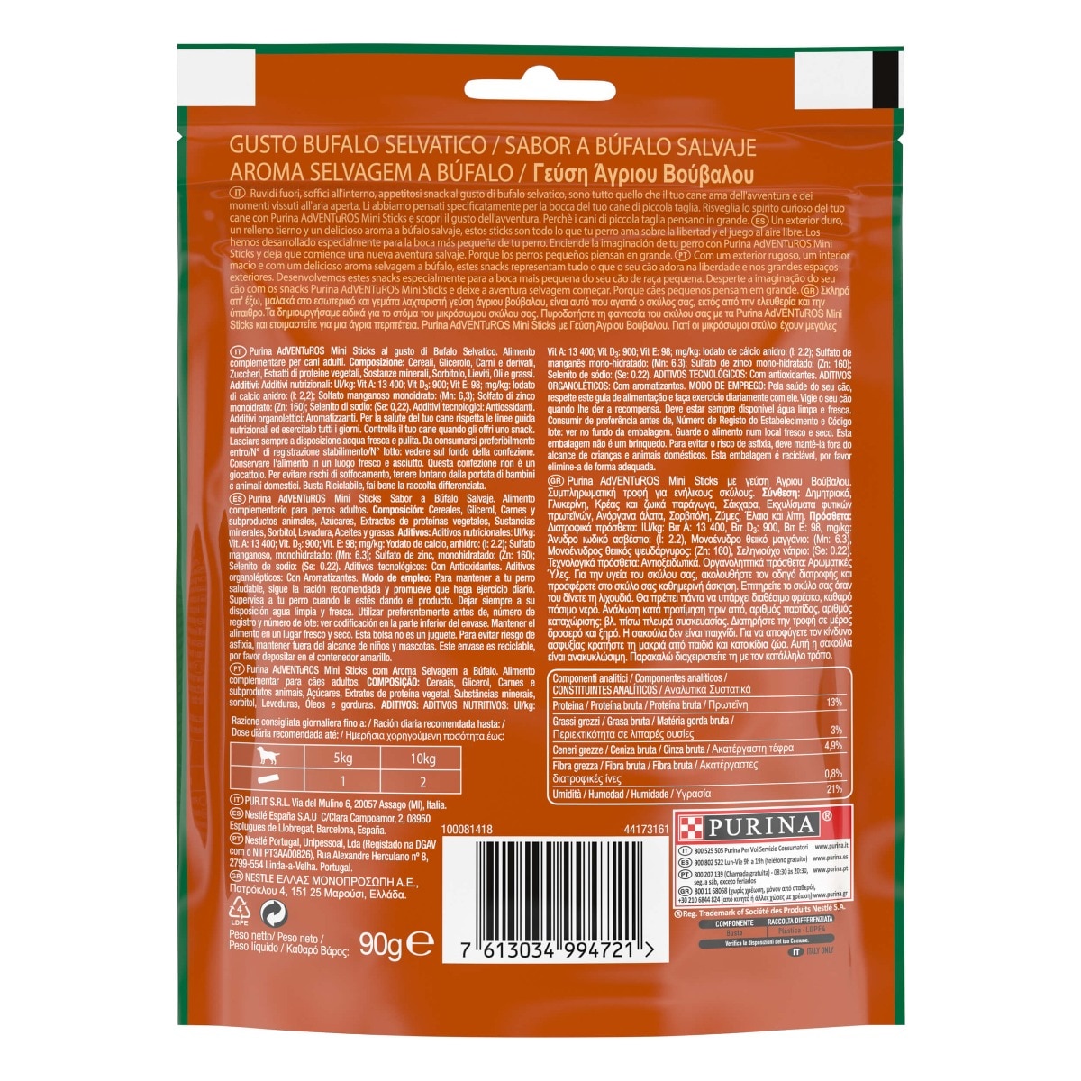 ADVENTUROS® Sticks Mini Snack Cane al gusto Bufalo