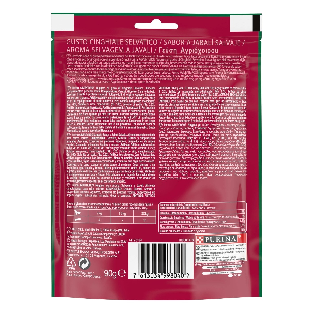 Purina Adventuros Nuggets Snacks, Treats for Dogs, 6 Bags of 90 g