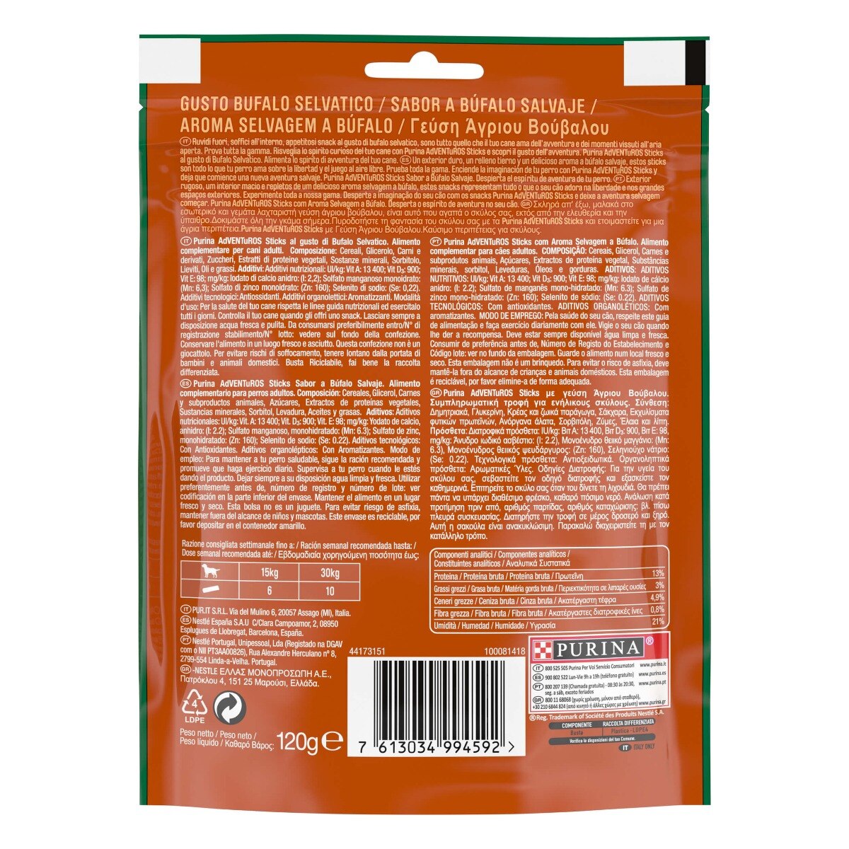 ADVENTUROS® Sticks Snack Cane al gusto Bufalo