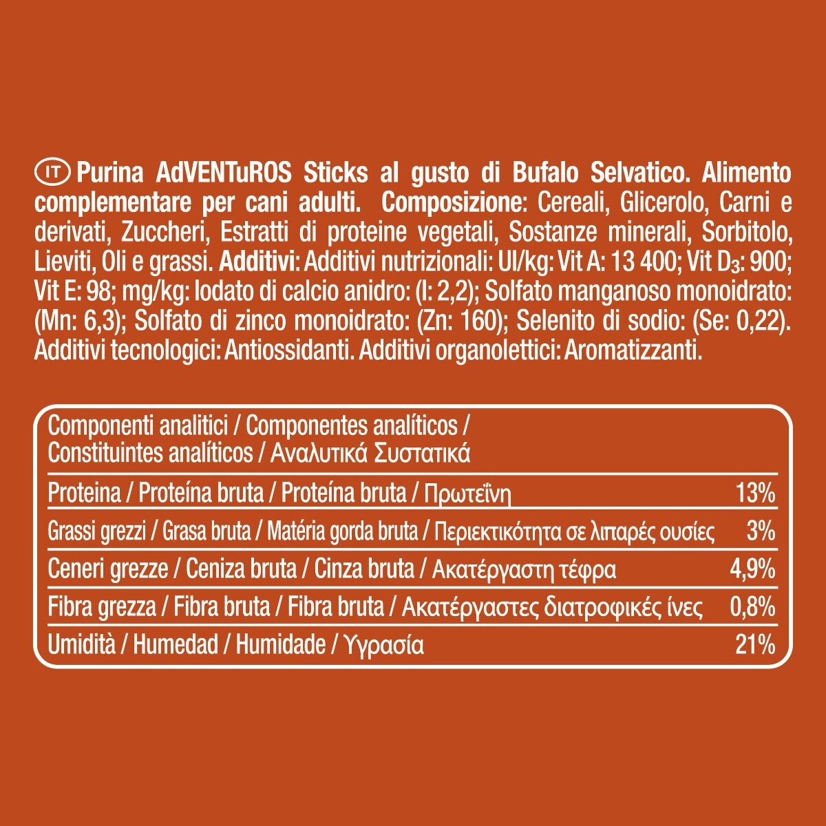 ADVENTUROS® Sticks Snack Cane al gusto Bufalo