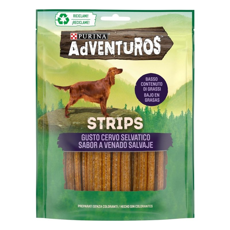 ADVENTUROS Cane Snack Strips al gusto Cervo per Cane | PURINA Shop 90 g