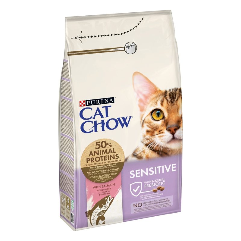 Cat Chow® Sensitive Gatto Crocchette ricco in Salmone | Purinashop 1,5 kg