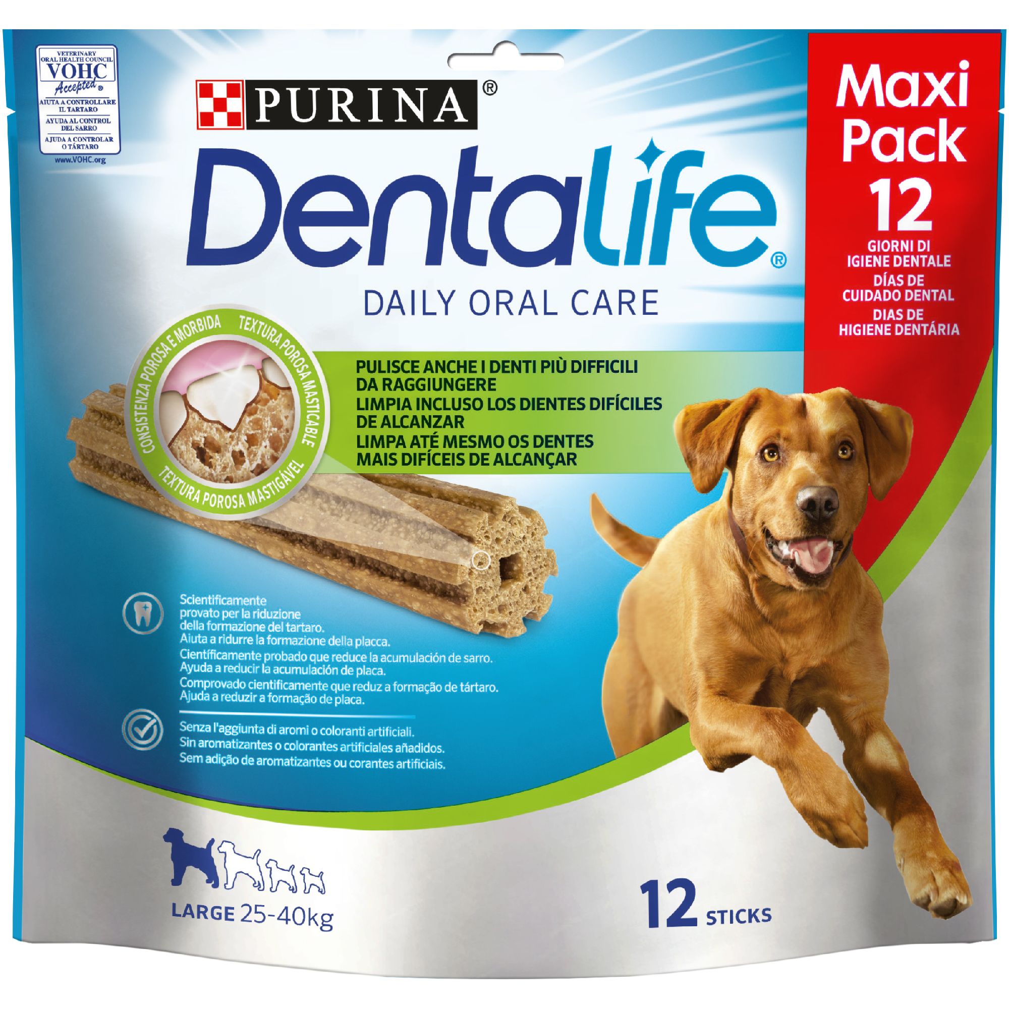 Snack dentale per cane taglia large – Purina DENTALIFE® con pollo 12 stick 426 g