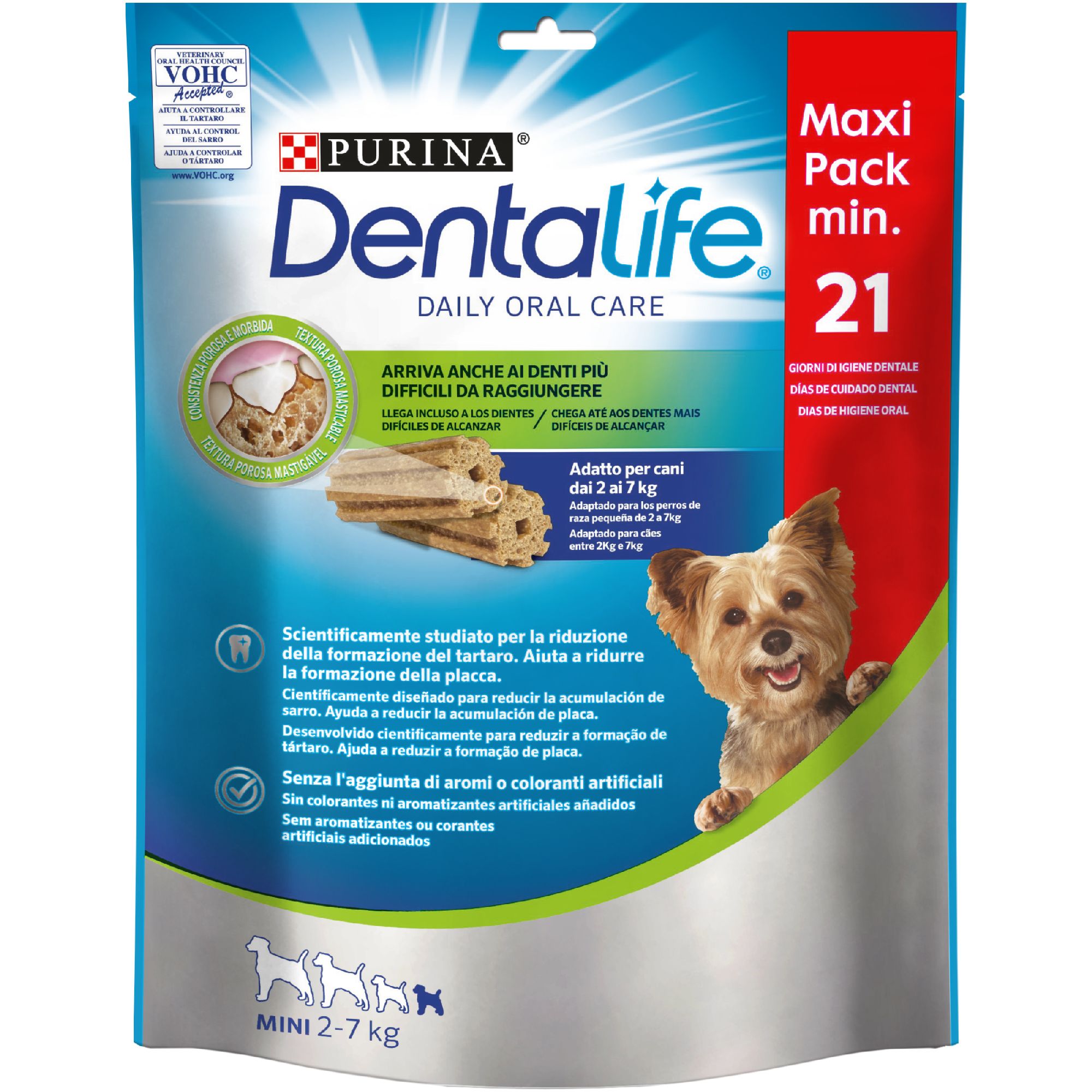 Snack dentale per cane taglia mini – Purina DENTALIFE® con pollo 21 stick 207 g