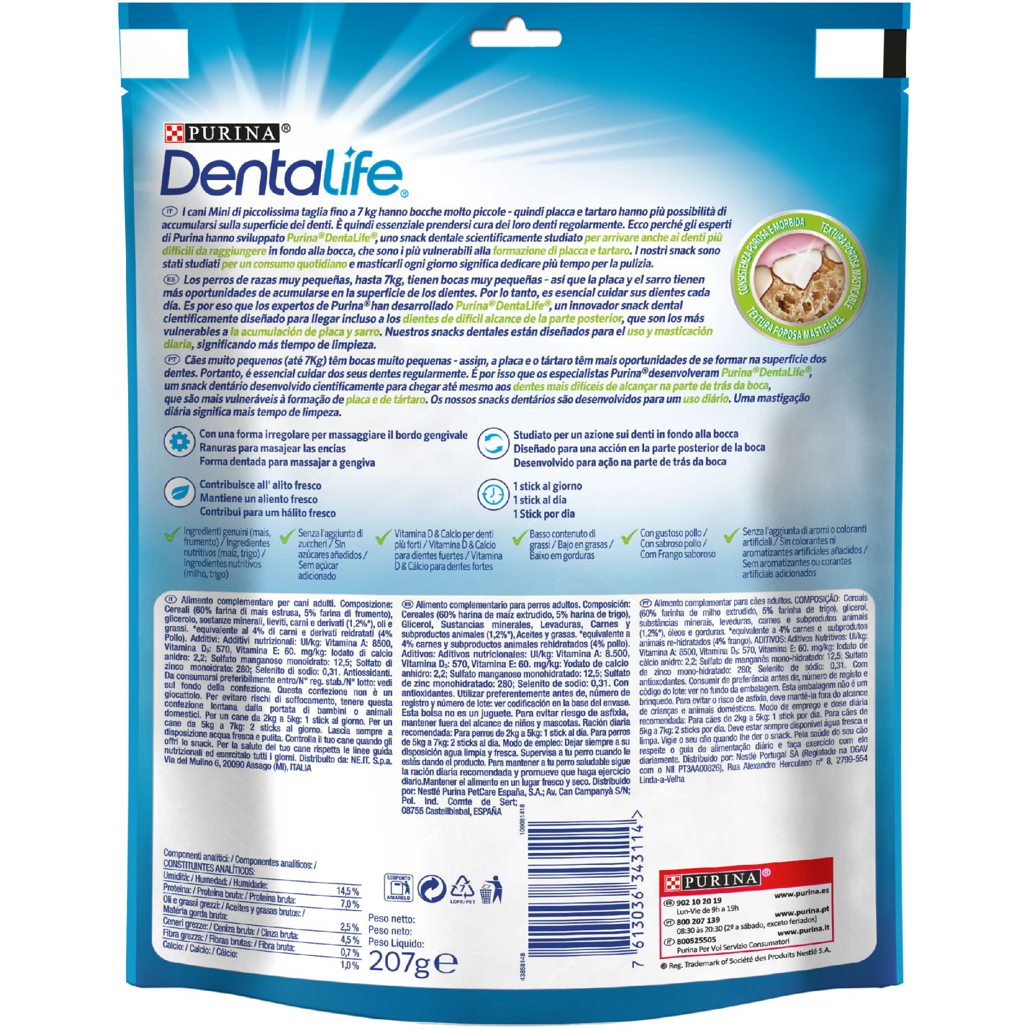 Snack dentale per cane taglia mini – Purina DENTALIFE® con pollo 21 stick 207 g