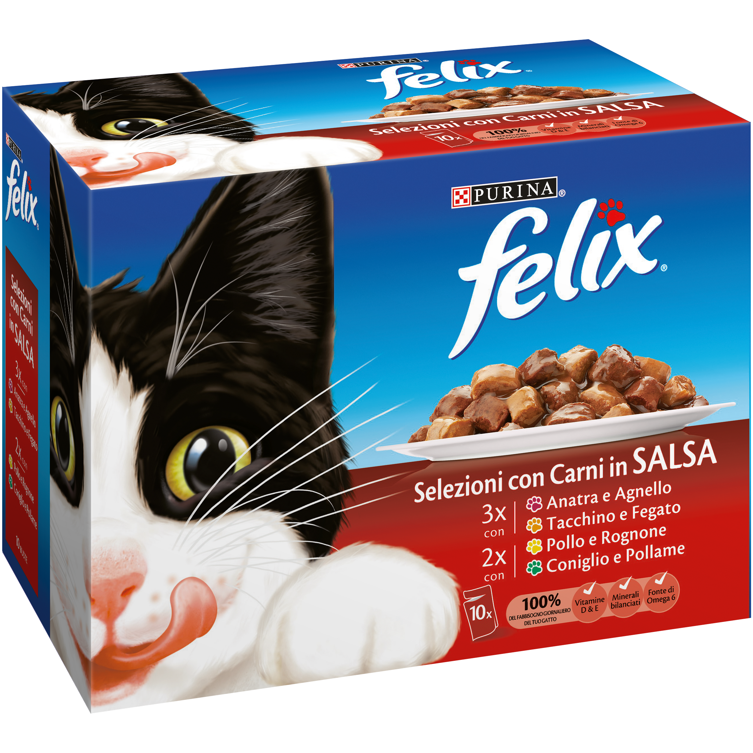 Felix Original Selezioni Deliziose in Salsa - (Coniglio&Pollame/Pollo&Rognone/Anatra&Agnello/Tacchino&Fegato)