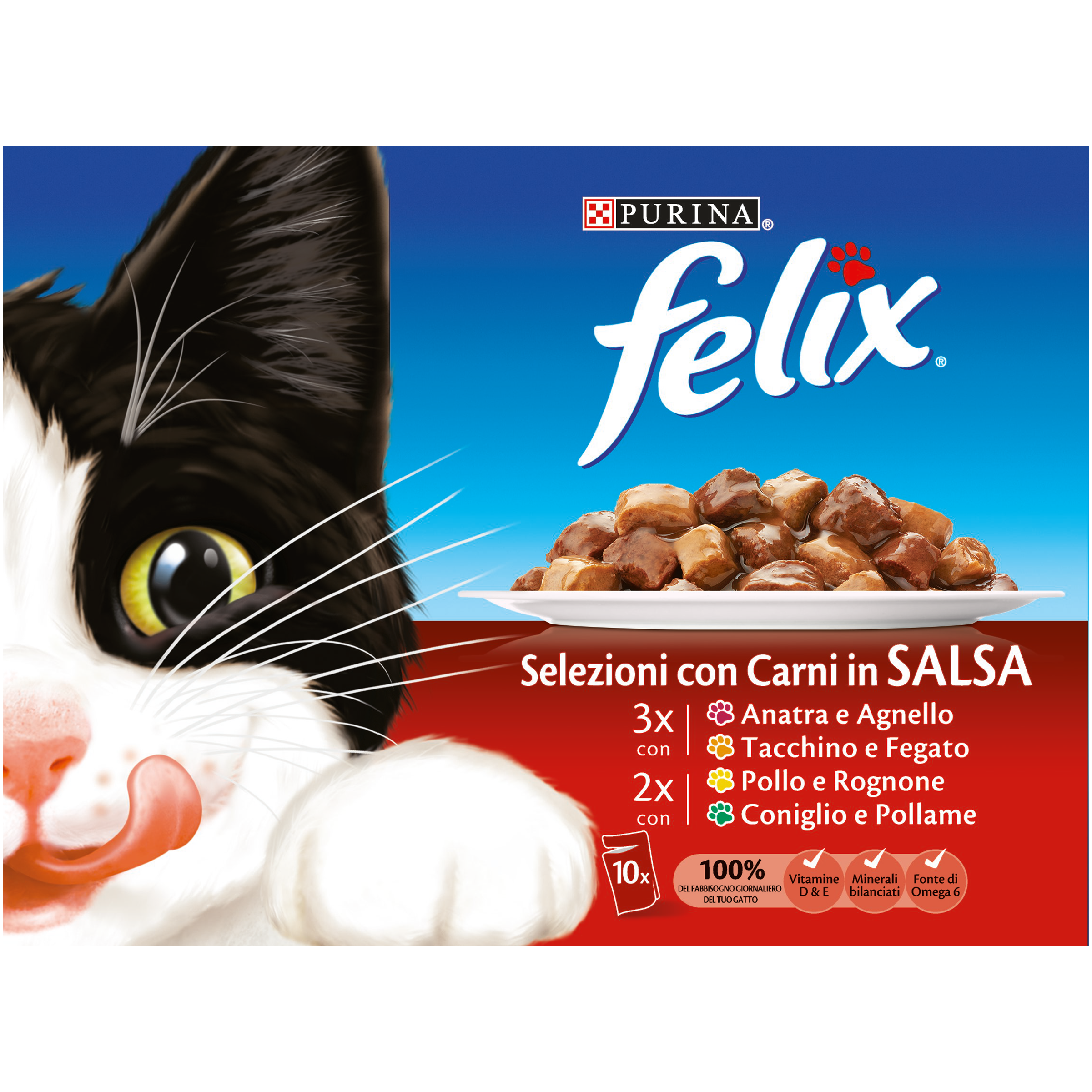Felix Original Selezioni Deliziose in Salsa - (Coniglio&Pollame/Pollo&Rognone/Anatra&Agnello/Tacchino&Fegato)