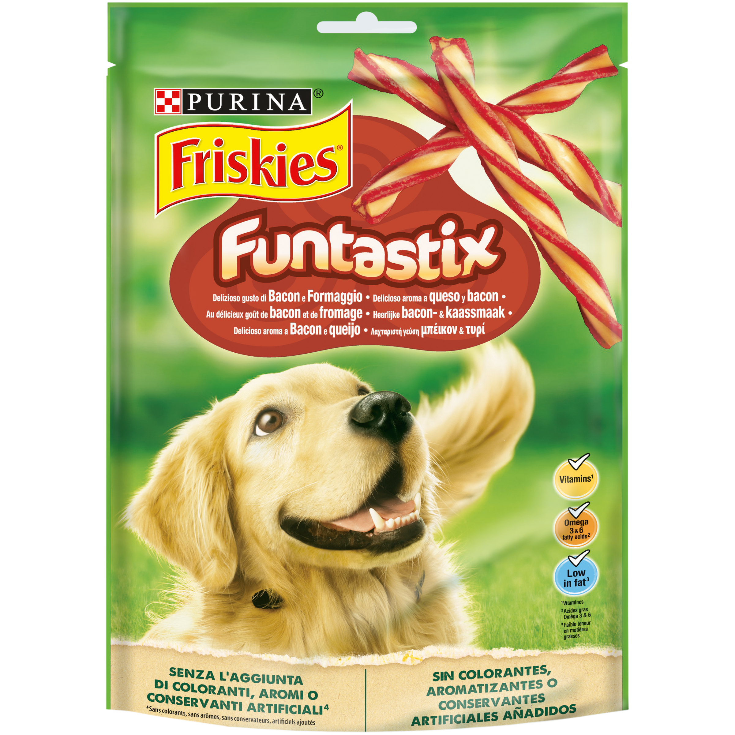 FRISKIES® Funtastix Snack Cane al delizioso gusto di Bacon e Formaggio