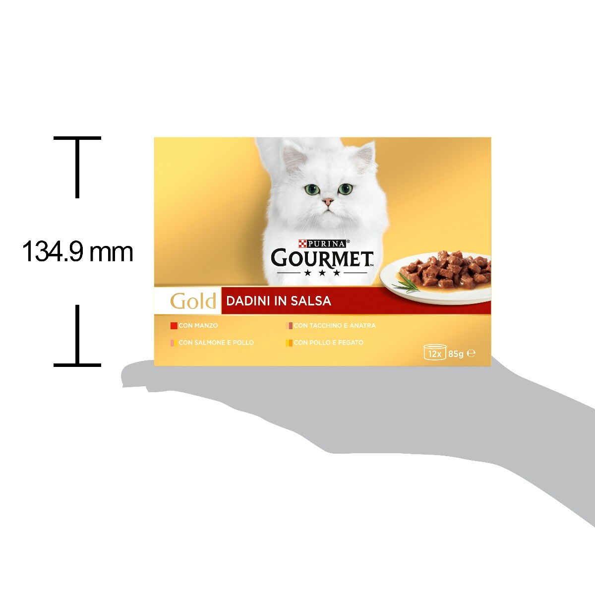 GOURMET® Gold Gatto Dadini in Salsa con Manzo, Salmone e Pollo, Tacchino e Anatra, Pollo e Fegato