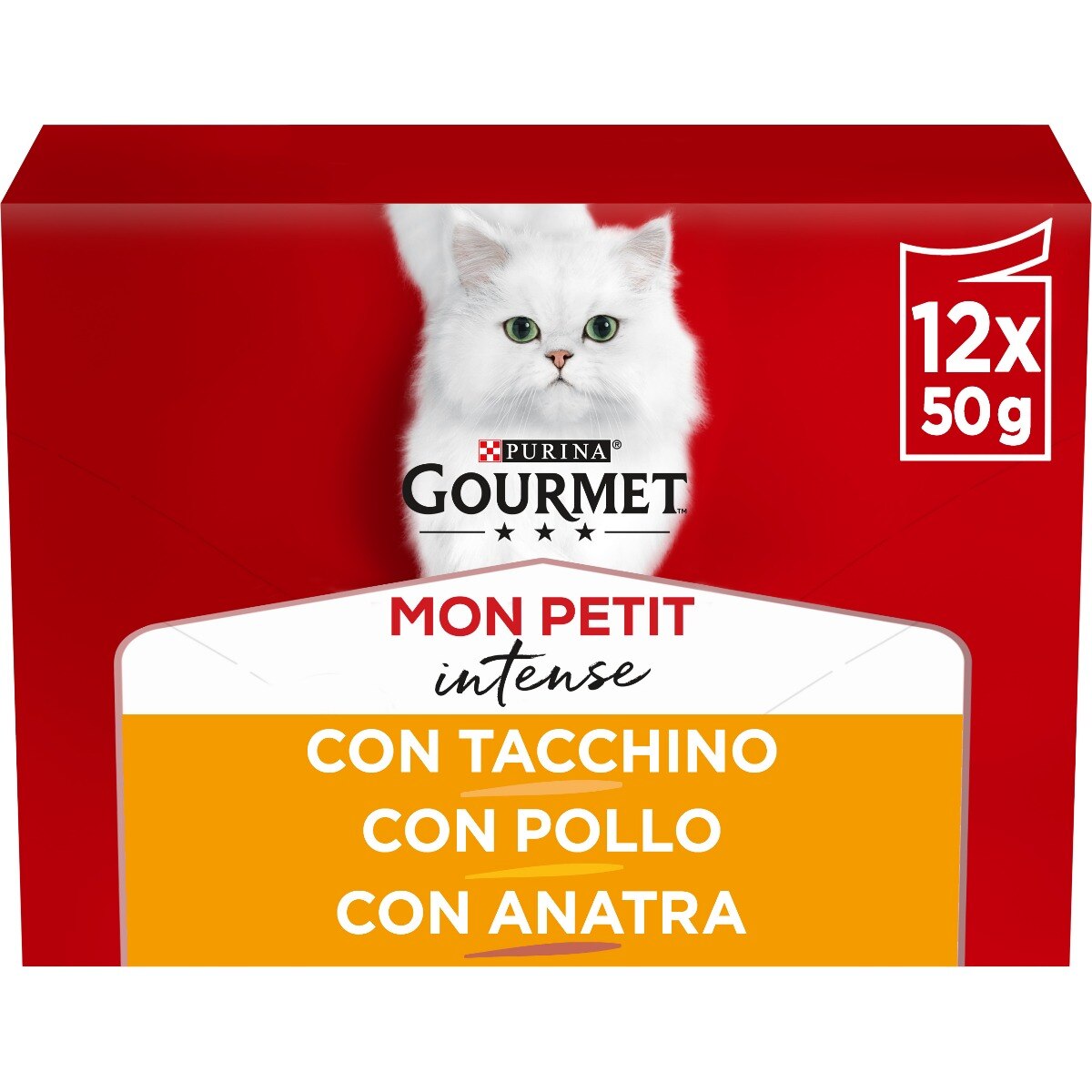 GOURMET® Mon Petit - Mini porzioni di Filettini Intense in Salsa (Tacchino, Pollo e Anatra), Confezione da 12