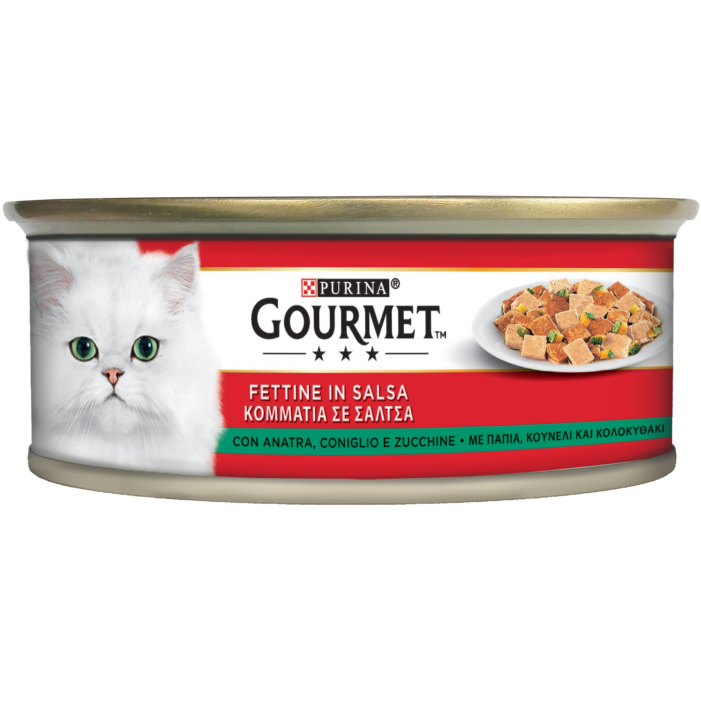 GOURMET® Rosso Gatto Fettine con Anatra, Coniglio e Zucchine