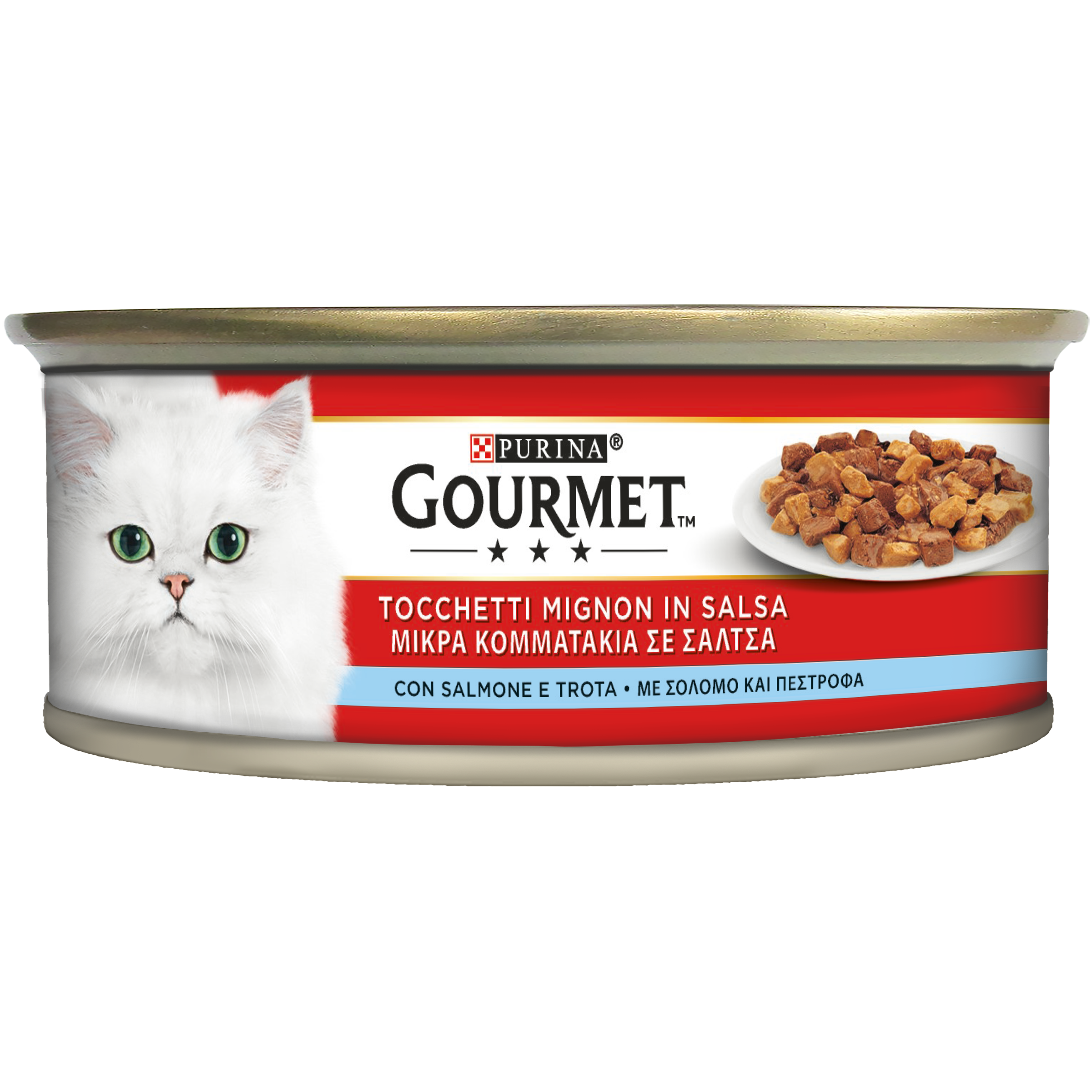 GOURMET® Rosso Gatto Tocchetti Mignon in Salsa con Salmone e Trota