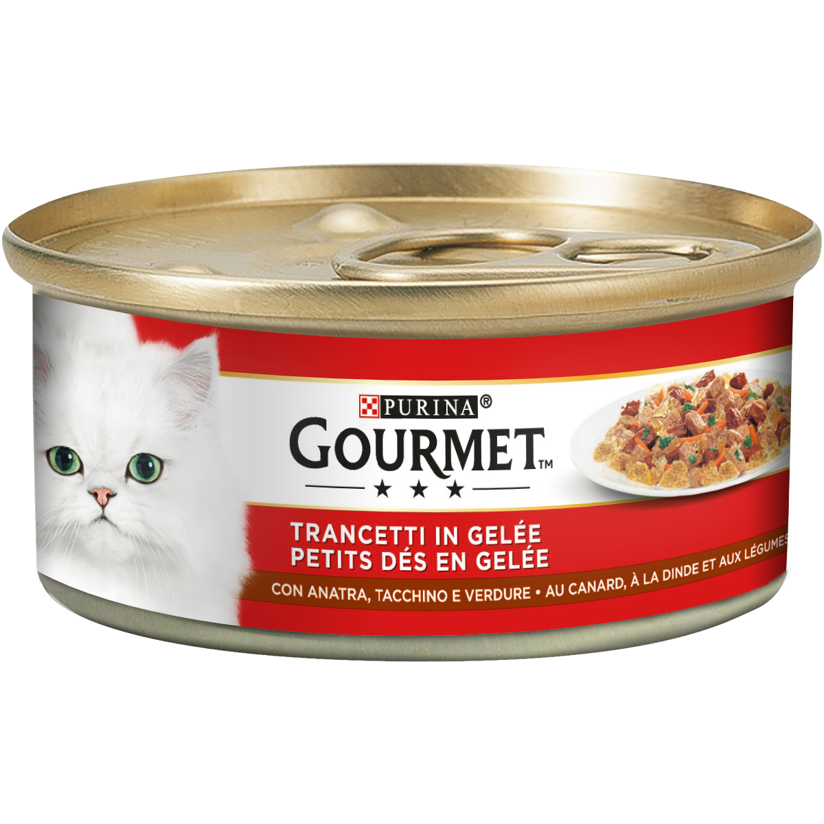 GOURMET® Rosso Gatto Trancetti in Gelée con Tacchino, Anatra e Verdure