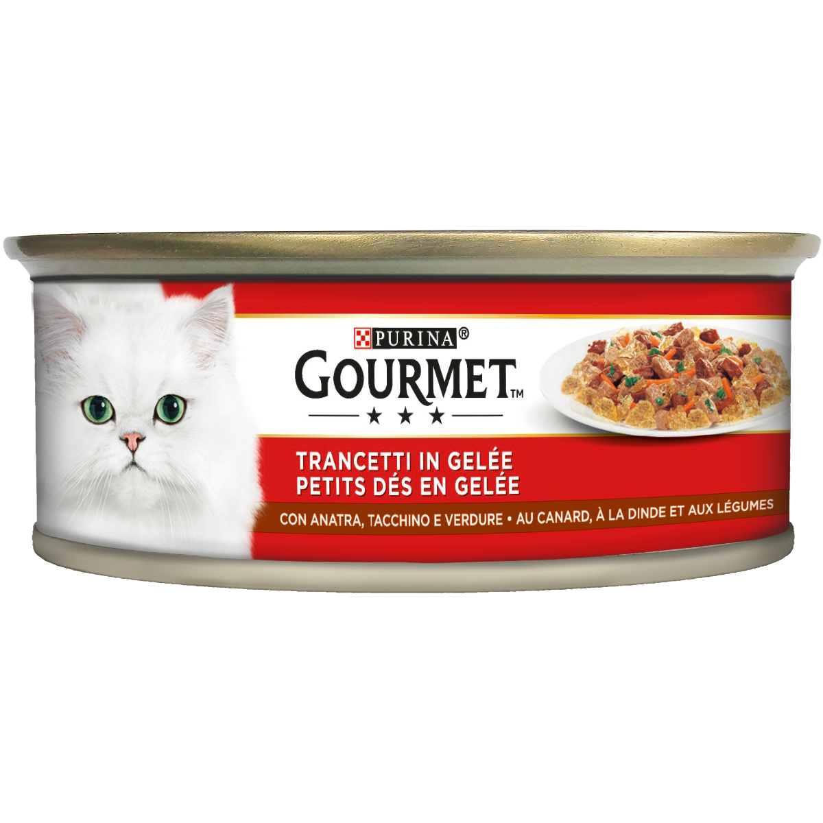 GOURMET® Rosso Gatto Trancetti in Gelée con Tacchino, Anatra e Verdure