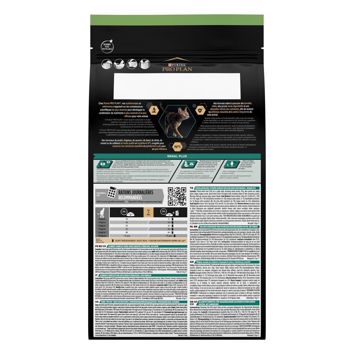 PURINA PRO PLAN® Sterilised Adult 1+ Renal Plus Con Coniglio